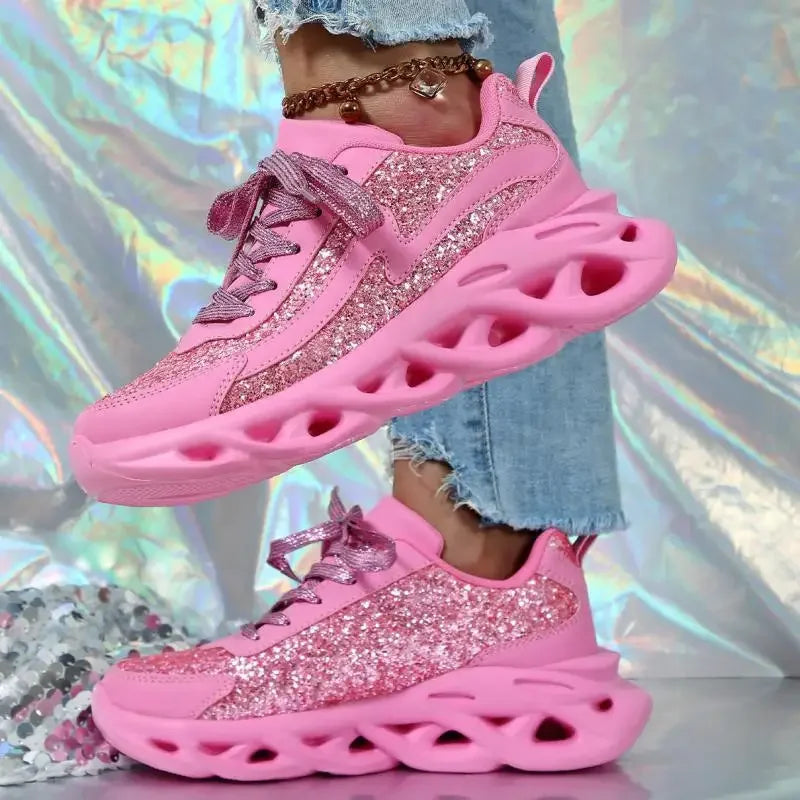 Women Fashion Slip On Running Shoes Sequins Sports Shoes