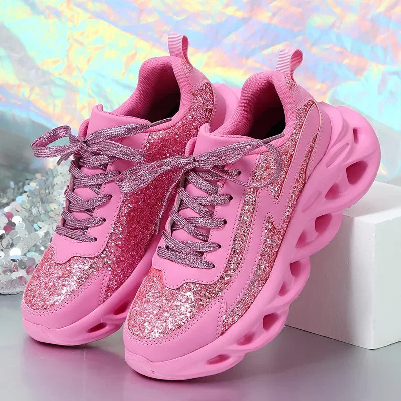 Women Fashion Slip On Running Shoes Sequins Sports Shoes