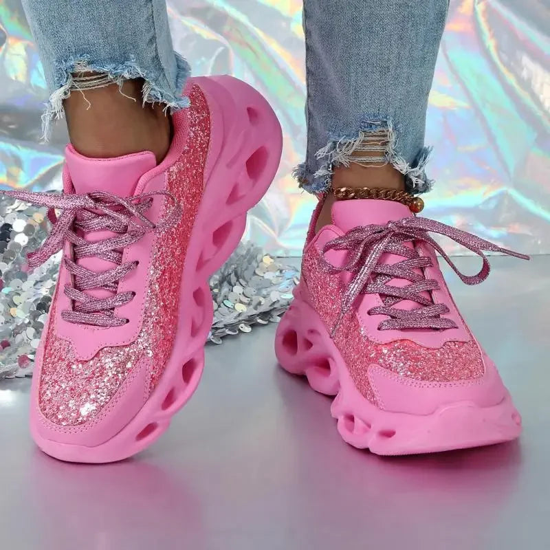 Women Fashion Slip On Running Shoes Sequins Sports Shoes