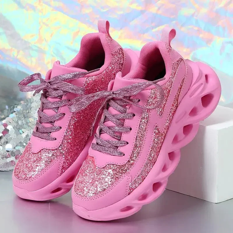 Women Fashion Slip On Running Shoes Sequins Sports Shoes